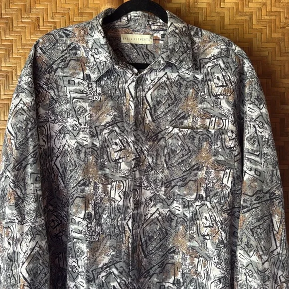 Vintage 90s Basic elements long sleeve abstract art button down shirt - Picture 2 of 10